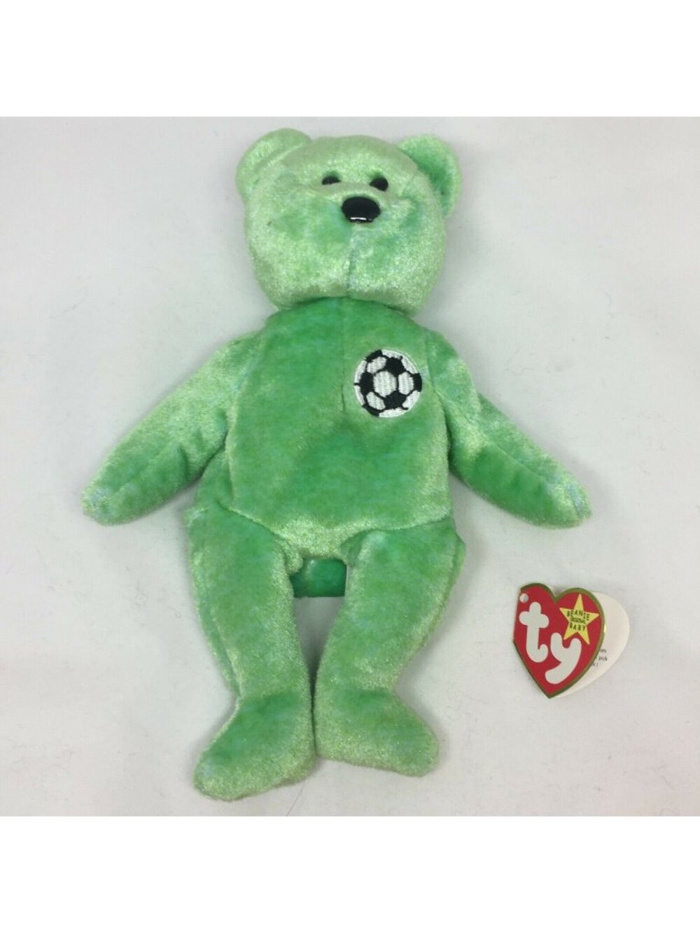 Ty Beanie Baby Green Kicks Bear Original Plush Stuffed Animal Retired W Tag 1999